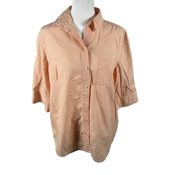 Riders by Lee Orange 3/4 Sleeve Cotton Button Down Shirt Top Small Casual Collar - Picture 1 of 4